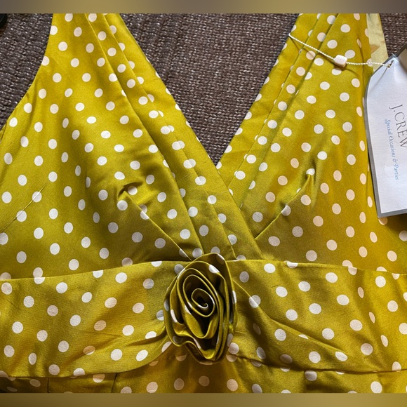 J. Crew NWT Mustard Polka Dot Midi Dress - Picture 7 of 11